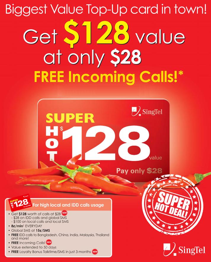 Singtel SUPER HOT $128 Top-up promotion